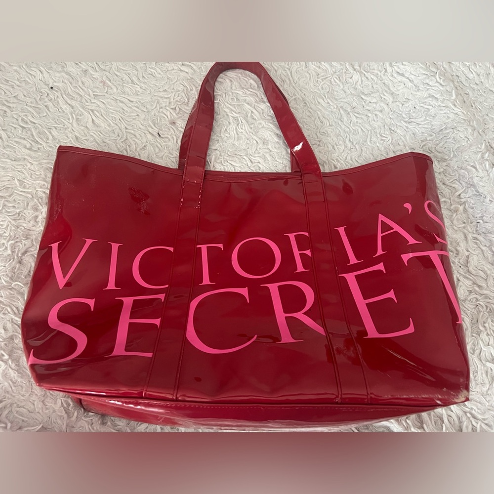 Victoria's Secret Glossy Red Tote - Picture 5 of 6